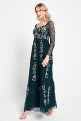 Martina Green Floral Embellished Maxi Dress